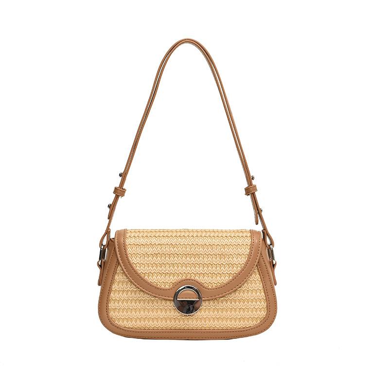New popular niche design Mori straw woven armpit small square bag versatile foreign style commuting seaside vacation messenger bag