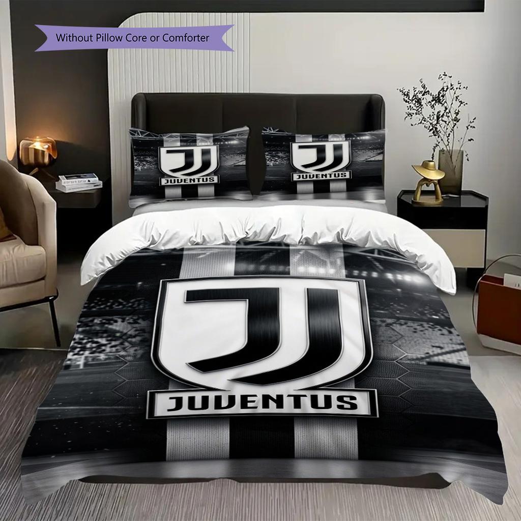 Juventus Football Glory Bettwäsche (1 Bettbezug + 2 Kissenbezüge, ohne Füllung) Bettbezug und Kissenbezug Weihnachts-Geburtstagsgeschenk