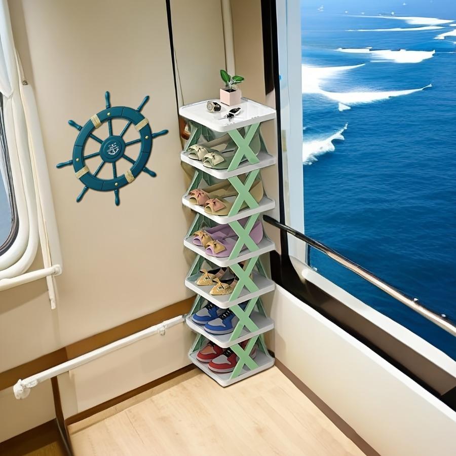 7-story Foldable Shoe Rack for Door, Indoor Simple Combined Shoe Rack Saves Space, Can Be Disassembled and Is Easy To Carry.