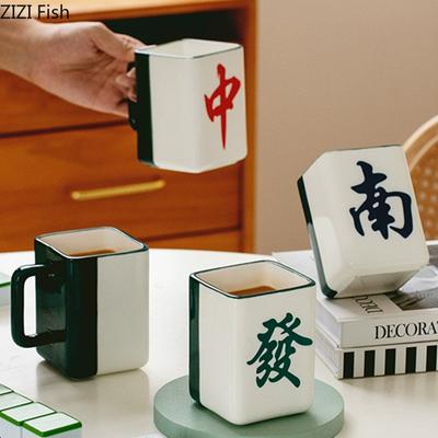Tazza Mahjong Creativa Cinese Tazza in Ceramica Tazza da Tè da Ufficio Tazza per Acqua Tazza da Caffè per il Tè Pomeridiano Set da Bere per Succo di Frutta Domestico Regalo