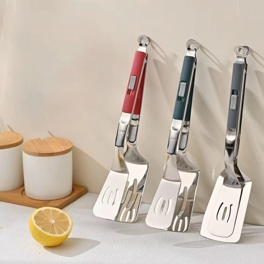 Slotted Design Steak Spatula Tongs Anti-scald Steak Flipping Clip Stainless Steel Grill Clamp  Home