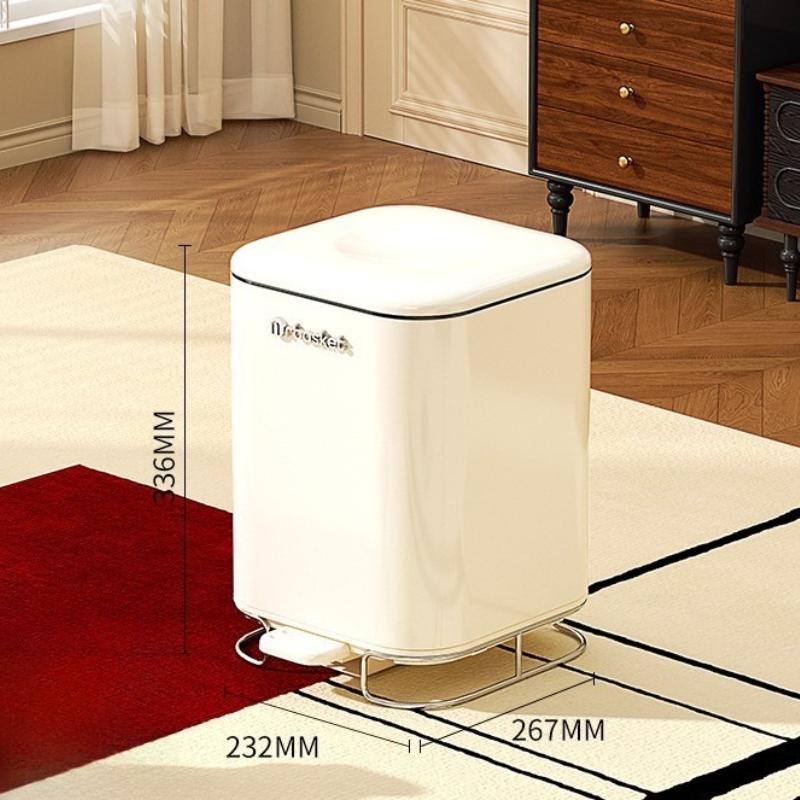 

Stainless Steel Trash Can Living Room Waste Bin Kitchen Luxury Large Capacity Foot Pedal Garbage Can Toilet Paper Bin with Cover брудно-білий