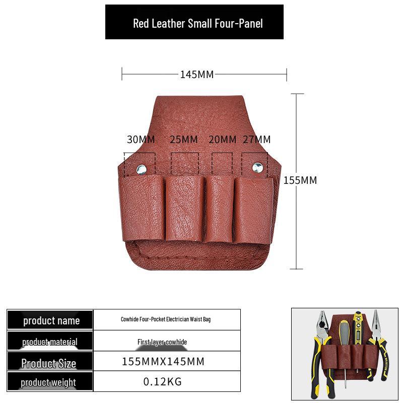 Men's Genuine Cowhide Tool Belt: Multifunctional, Sturdy, Waist-Worn Repair Kit with Five Pieces.