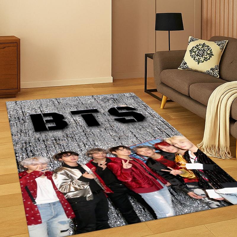 Fashion B-BTS Kpop Soft Area Rug for Bedroom Living Room Sofa,Non-Slip Carpet for Kids,Cozy Floor Mat Doormat Home Decor