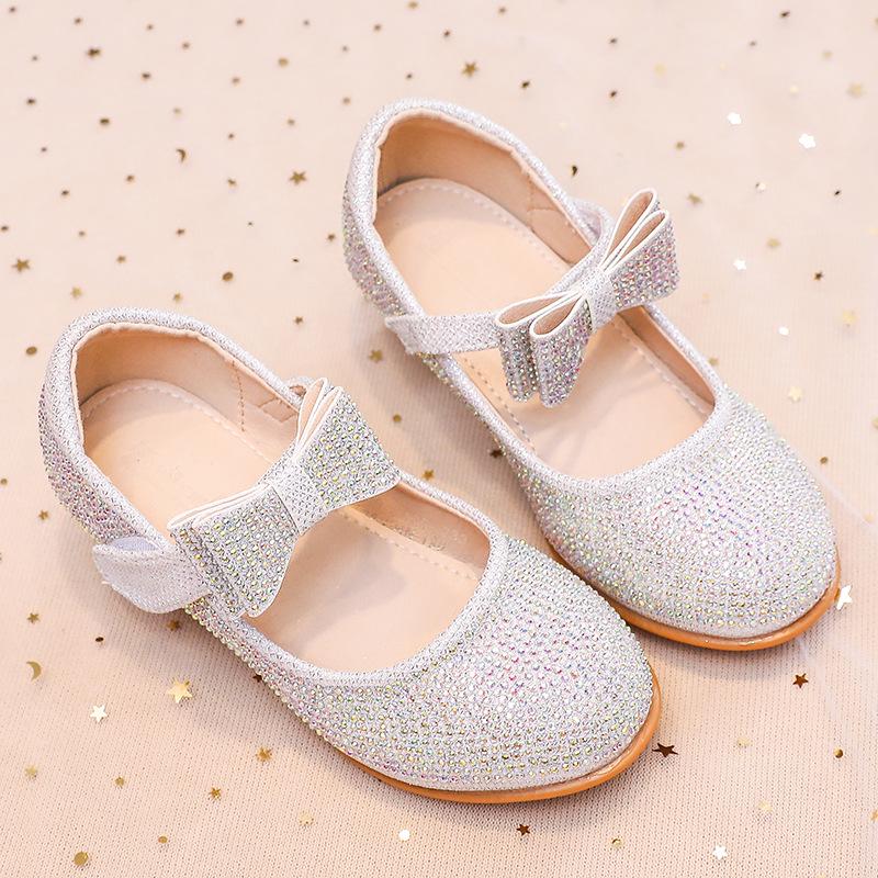 

Туфли принцессы на высоком каблуке с блестящими кристаллами для девочек для подиума и выступлений на сцене 33 белый