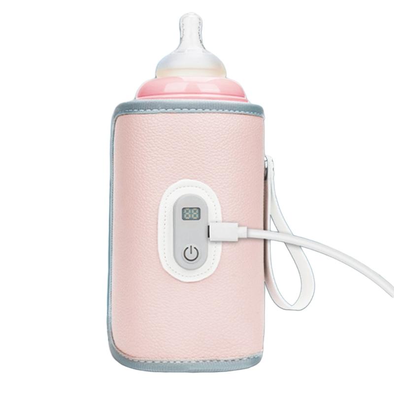 

USB Bottle Heater Insulated Milk Bottle Warmer Case Sleeve with 5-gear Adjusted Temperature Control розовый