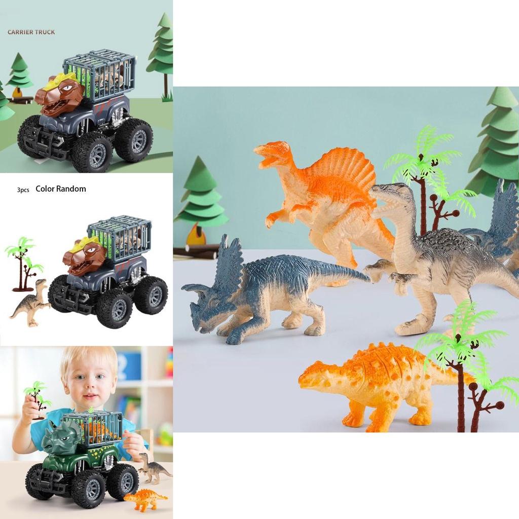 Sensory Engaging Dinosaur Truck Toy Set With Triceratops And Tyrannosaurus Figure