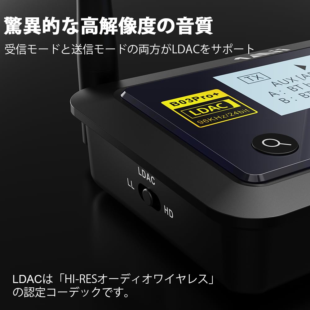 1Mii Bluetooth Transmitter Receiver Certified LDAC aptX LL Low Supported Optical Simultaneous Connection of 2 Devices Long Distance Transmitter