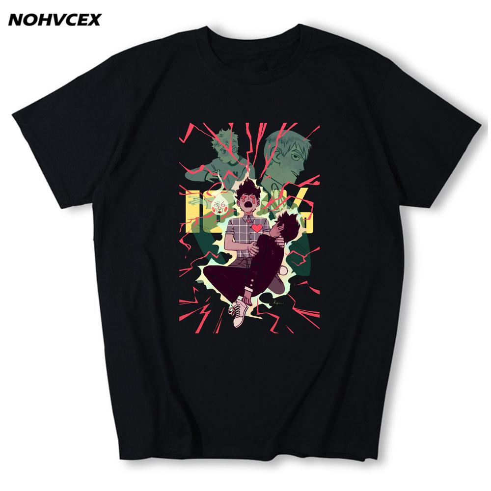 Fashion Mob Psycho 100 T Shirt Men Short Sleeves Tee Anime Manga O Neck 100 Cotton M