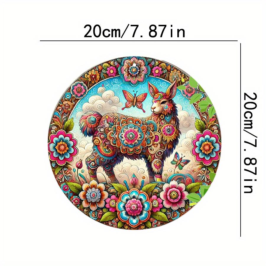 

2D плоский 20*20 см 1 шт. яркие цветные верблюды, бабочки и цветы, приветственный дверной знак, декор, яркий цветочный и животный дизайн, круглый деревянный орнамент, идеальный 20*20cm