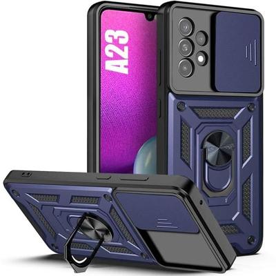 Hülle - BOOLING - für Samsung Galaxy A23 5G - Stoßfest - Ringhalterung hinten - Marineblau