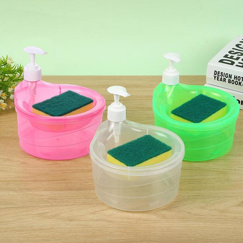 2In1 Soap DispenserCreative Kitchen Dishwashing Liquid Dispenser Kitchen Dish Soap Dispenser Liquid Pump Soap Container W/Sponge
