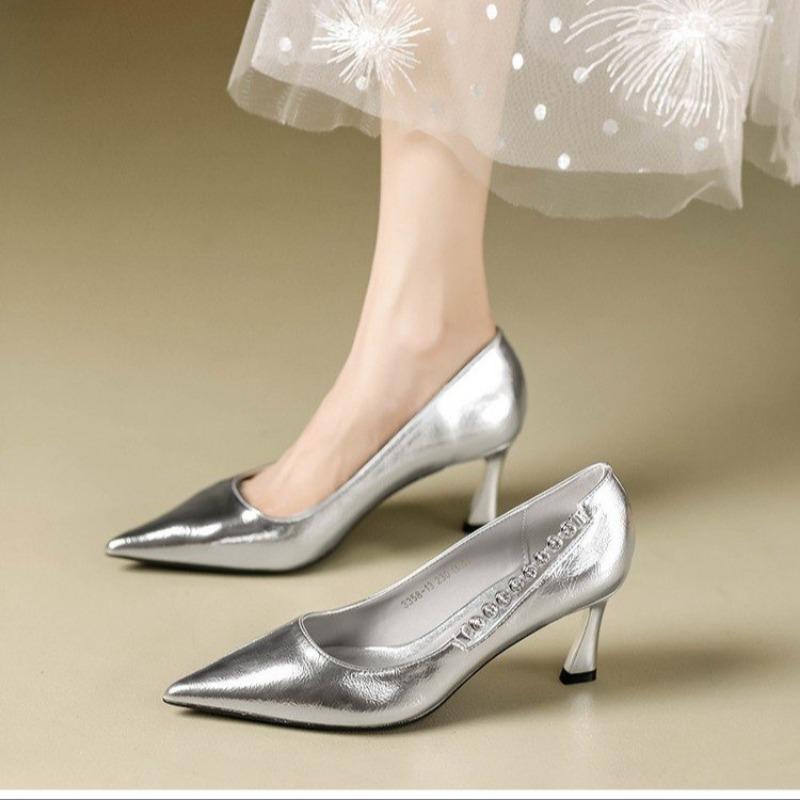 Stiletto Heels with Femininity Silver Senior Sense Women's Shoes Not Tired Feet 2025 Autumn Beautiful High-heeled Sandals