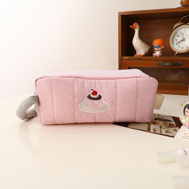 Pencil Case Polyester Material Large Capacity With Cute Blue House Design For Middle School Girls