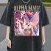 Alpha Male Unicorn Rainbow T-Shirt, Funny Retro 90s Unisex Tee