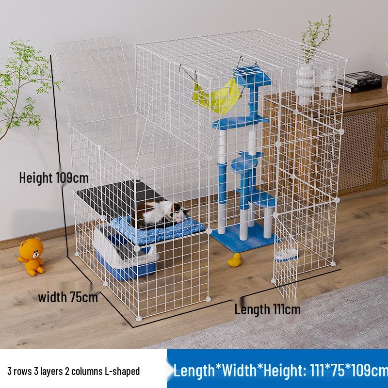 DIY Spacious Indoor Cat Iron Mesh Villa with Litter Box Space