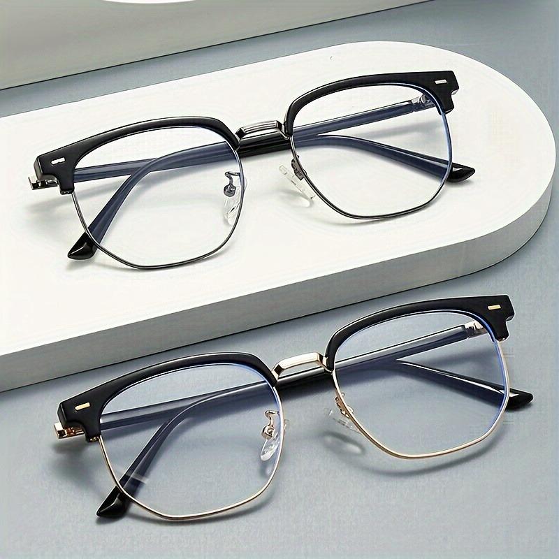 2pc Anti Blue Light Glasses Fashion Square Radiation Protection Eyeglasses HD Computer Metal Eyewear for Women and Men