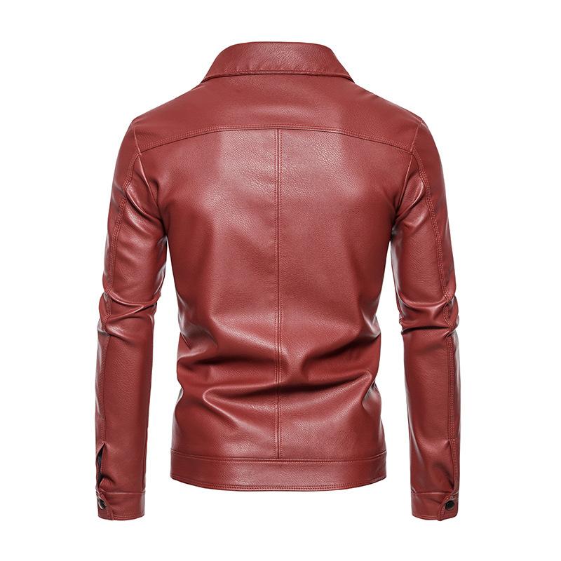 Frühling und Herbst Neue Mittleren Alters Leder Herren PU Leder Umlegekragen Mantel Business Herrenbekleidung