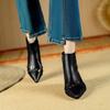Fashion NEW Autumn/Winter Women Boots Pointed Toe Kitten Heel Shoes Split Leather Shoes Women Zip Ankle Boots Belt Buckle Modern Boots