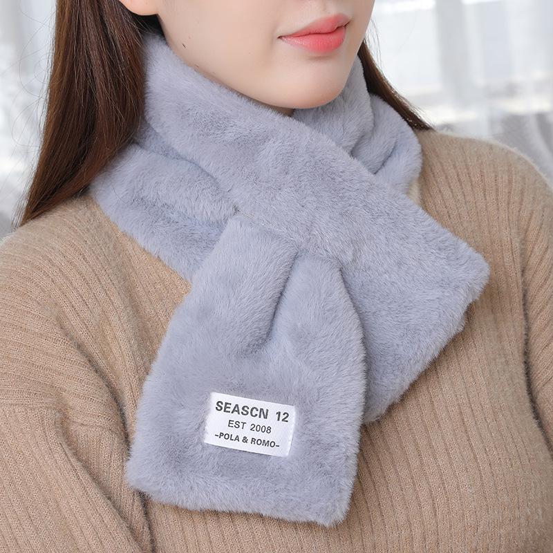 Vielseitiger Kreuz-Nackenschal - Imitation Rex-Kaninchenfellkragen für Damen, Kleiner pelziger Winterschal