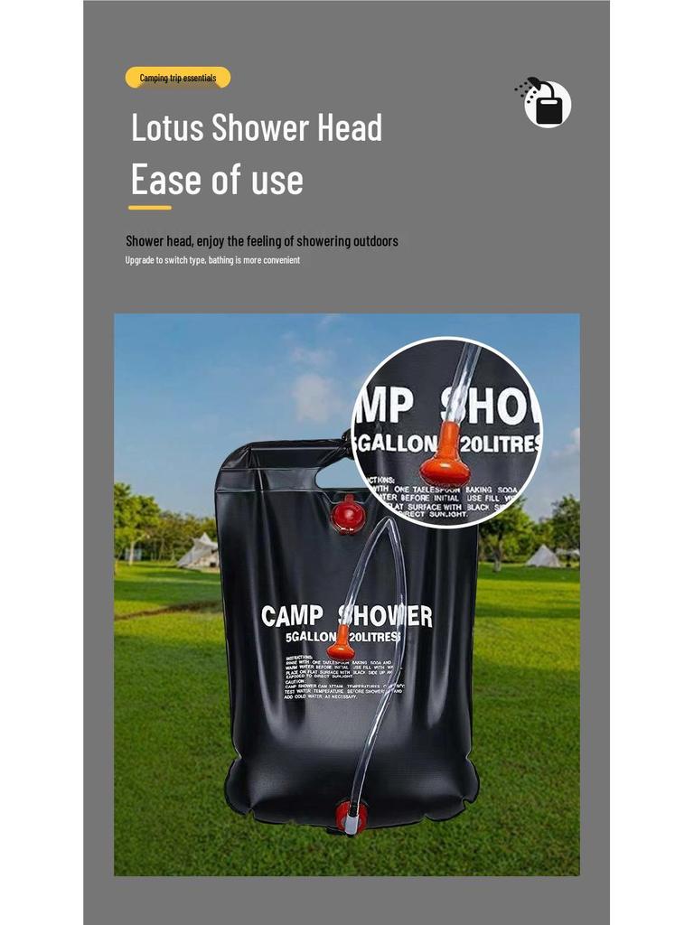 Thickened Portable Solar Shower Bag for Camping and Outdoor Water Storage
