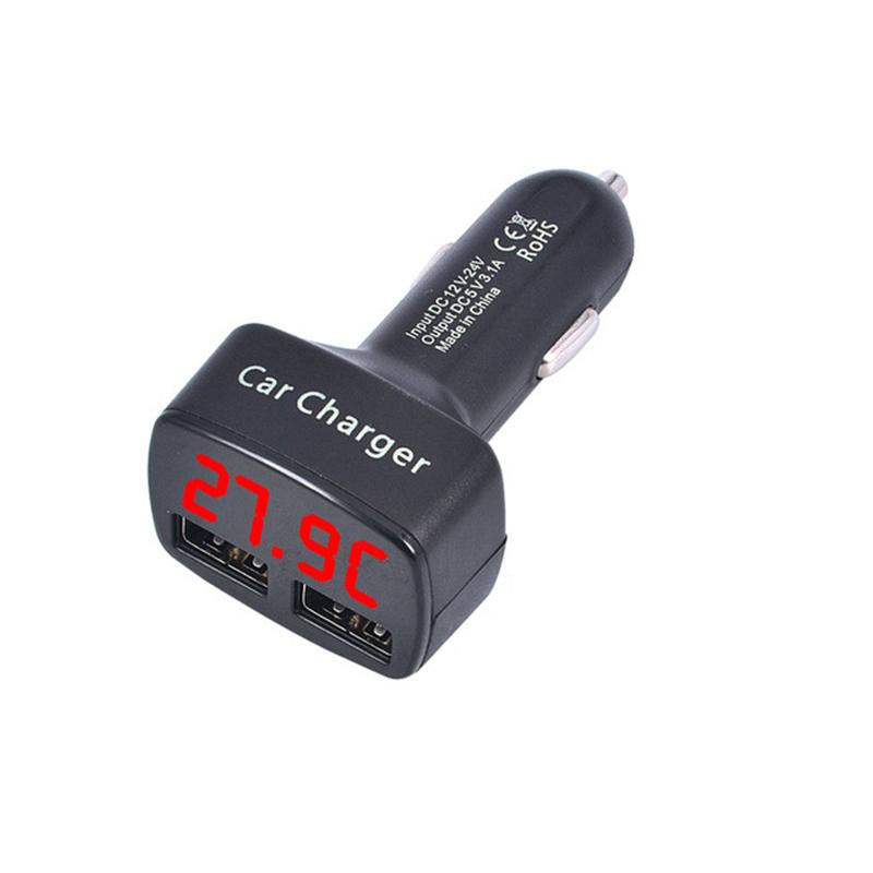 

Двойное USB автомобильное зарядное устройство DC 5V 3.1A Универсальное с тестером-измерителем температуры/напряжения/тока Адаптер Цифровой светодиодный дисплей Зарядное устройство 4в1