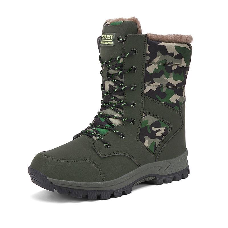 

2025 foreign trade new men s and women s large size 42 winter snow boots outdoor high-top plush warm cotton shoes lace-up women s boots 44 армия зеленый