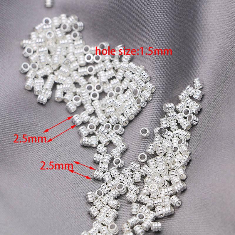 80Pcs 3Mm Silver Plated Copper Square Loose Spacer Beads For Jewelry Making Bracelet Necklace Diy Earrings Accessories Craft