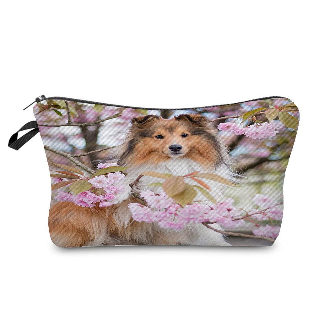 Women Dog Print Cosmetic Bag Toiletries Organize Travel Storage Case 6873