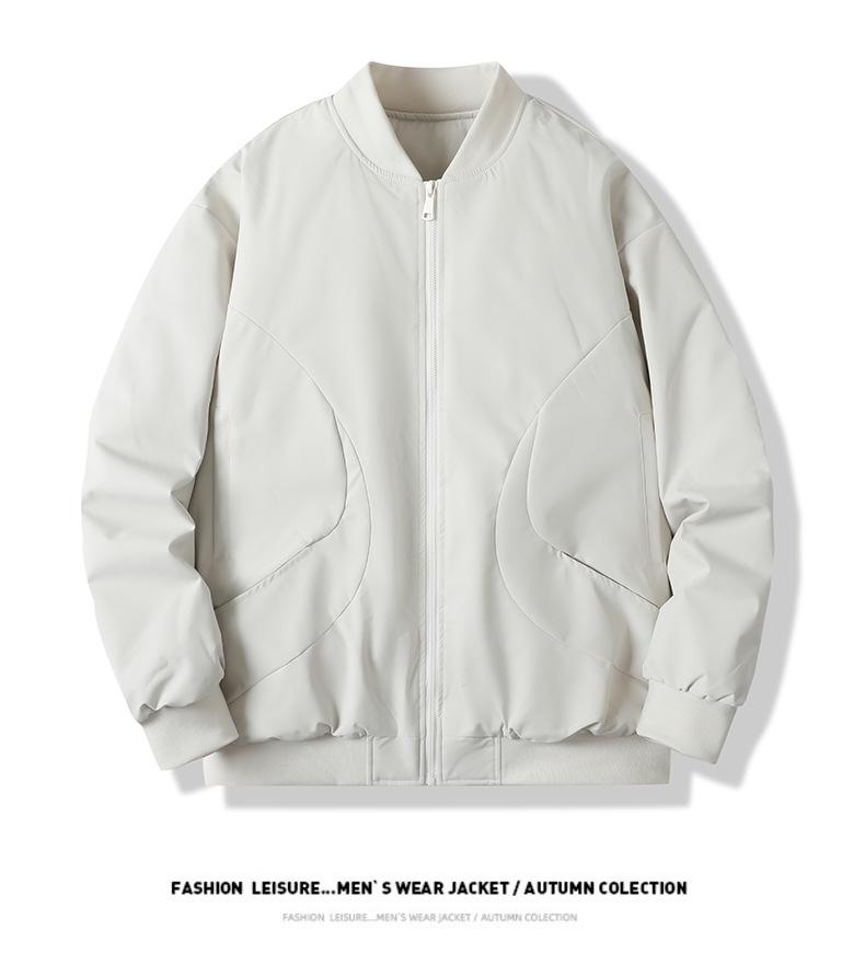 Men's Autumn Stand Collar Casual Jacket - Loose Fit, Solid Color, Trendy Versatile Outerwear