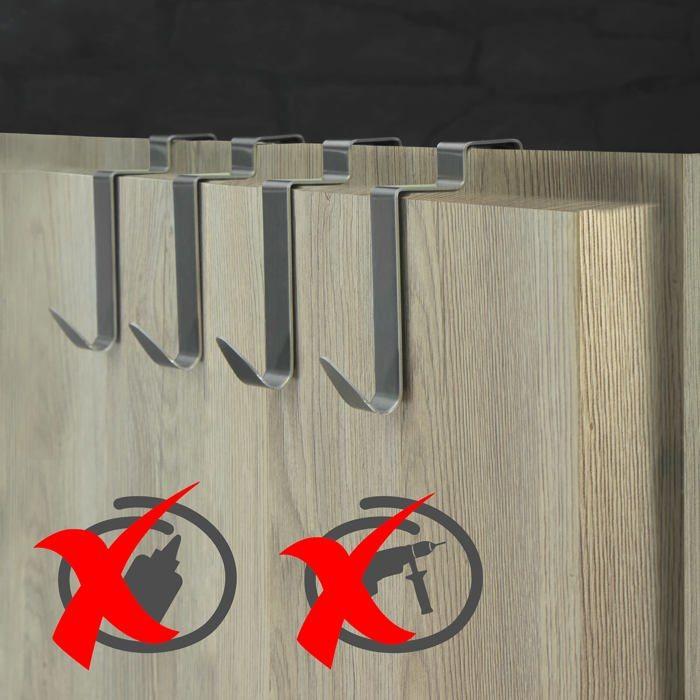 Portemanteau de porte - COM-FOUR - CF15262 - Acier inoxydable - Fixation sans perçage - Antirouille