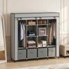 Wardrobe Fabric Wardrobe, Doors, 2 Clothes Rails, 10 Compartments, Grey