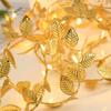 20/50/100LEDs Golden Silver Tiny Leaves Fairy Light Battery Powerd Artificial Plant Garland Vine Lights for Wedding Home Party