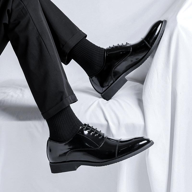 Leather Shoes Men's Summer Breathable Dress Business British Casual Suit High-end Sense Glossy Cowhide Small Leather Shoes 8114-R