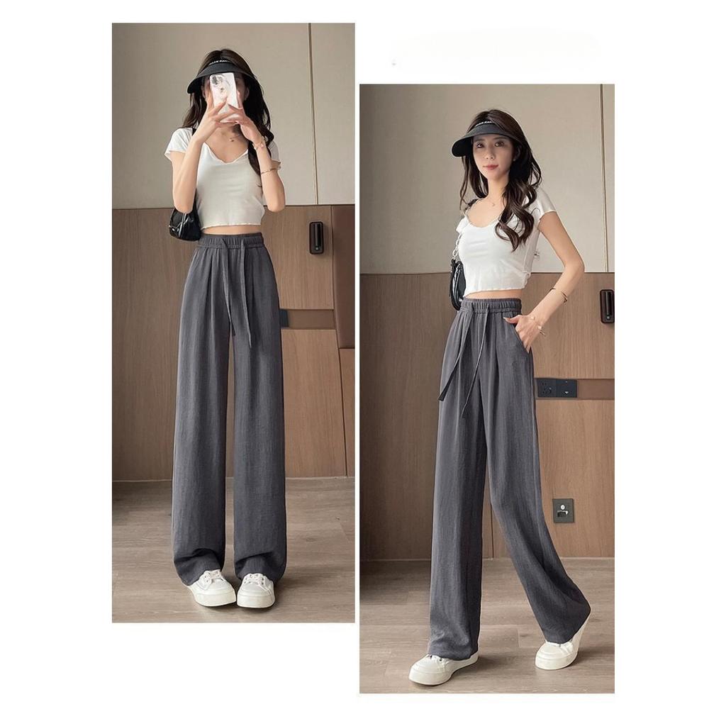 Women's Tie Dye High Waisted Wide Leg Pants - Adjustable Drawstring Design, Breathable Medium Stretch Fabric, Long with Pockets - Loose Fit