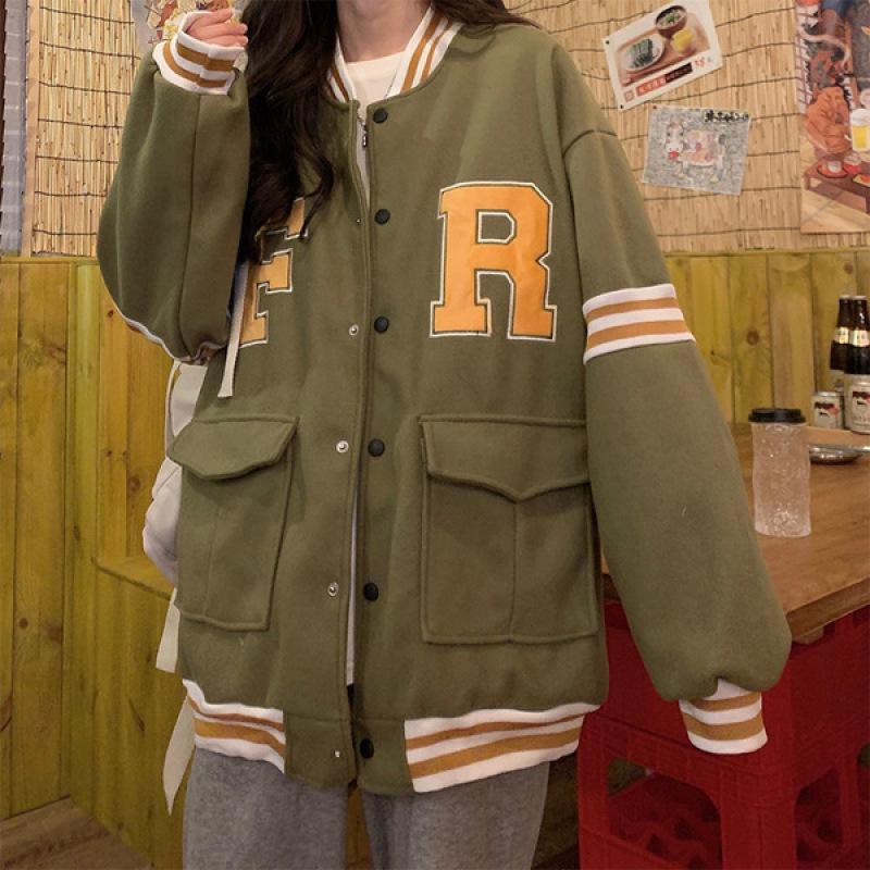 2023 American Baseball Embroidered Jacket: Women's Versatile Loose-Fit Spring/Autumn Outerwear