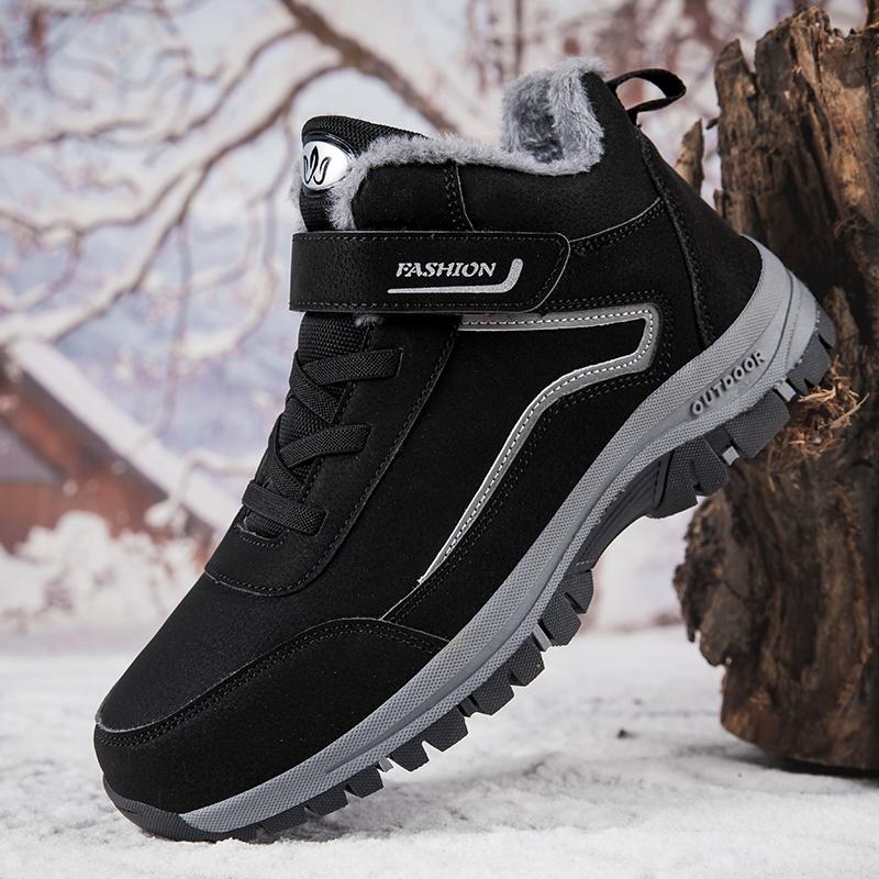New Boots Men 2024 Winter Work Cotton Shoe Platform Comfortable Sneakers Outdoor Wear Resistant Warm Casual Plush Snow Boots