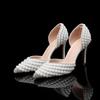 Fashion New Handmade Full Pearls Rhinestones Wedding Women Pumps Elegant Pointed Toe Bridal Thin High Heels Fashion Party Prom Shoes