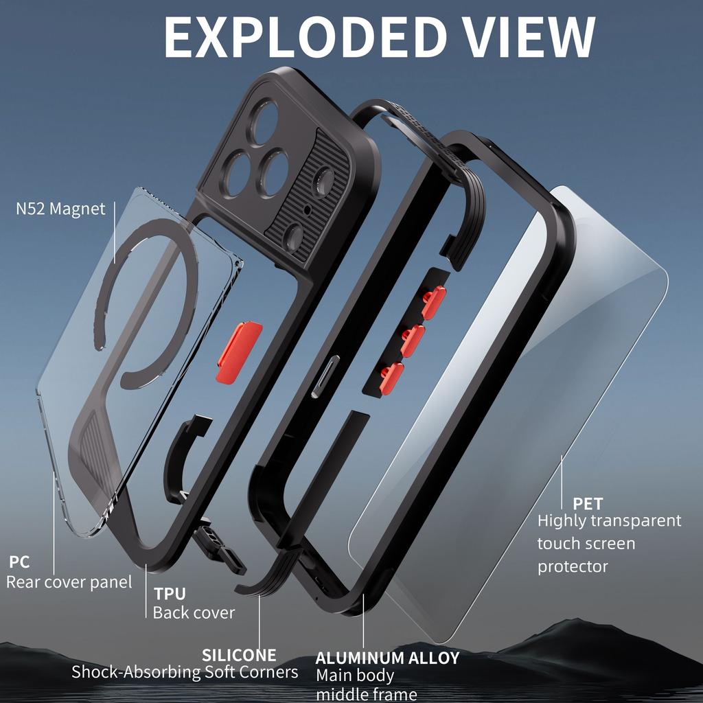 For IPhone 17 Pro Max 17Pro Air IP68 Waterproof Protection Case Shockproof Magnetic Cover PET Screen Protector Aluminum Bumper