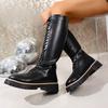 Autumn Winter Large Size Women's Shoes Elegant Temperament Height Increase Long Boots Lace Up Fashion Non Slip Knight Boots