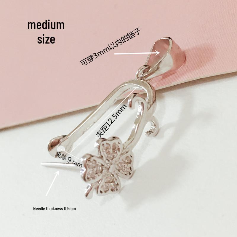 Ping An 925 Silver Four-Leaf Clover Pendant Clip.