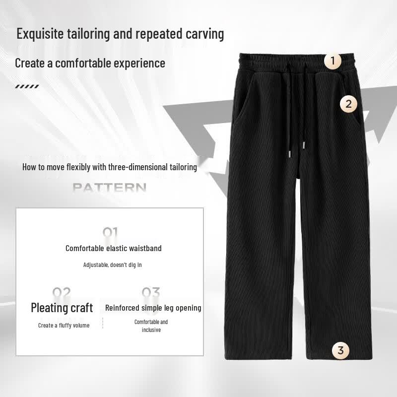Jeanswest Men's Chenille Loose Wide-Leg Straight Sweatpants