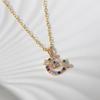 Purple Teardrop Zirconia Heart Pendant Necklace, Golden Tone Dainty Jewelry for Women