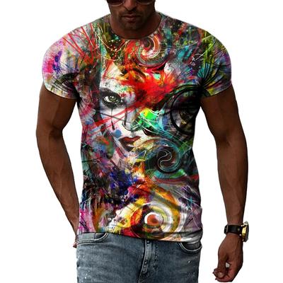 Προσωπικότητα Αφηρημένο Χρώμα Ανδρικά Casual Μόδα 3D Εκτύπωση Street Style Καλοκαιρινά T-shirts Harajuku T-shirts