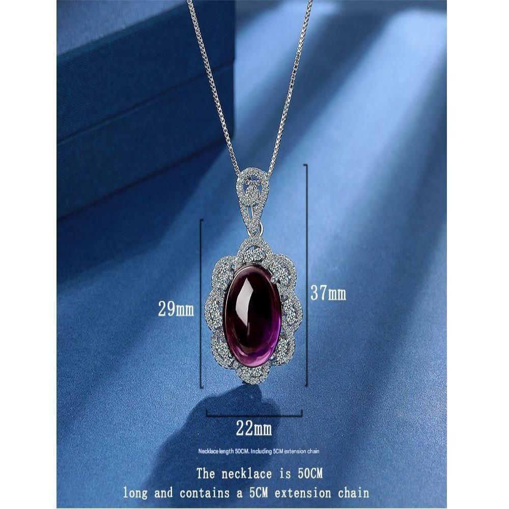 925 Sterling Silver Purple Diamond Crystal Zircon Luxury Bracelet Necklace Ring Birthday Party Wedding Set Gift