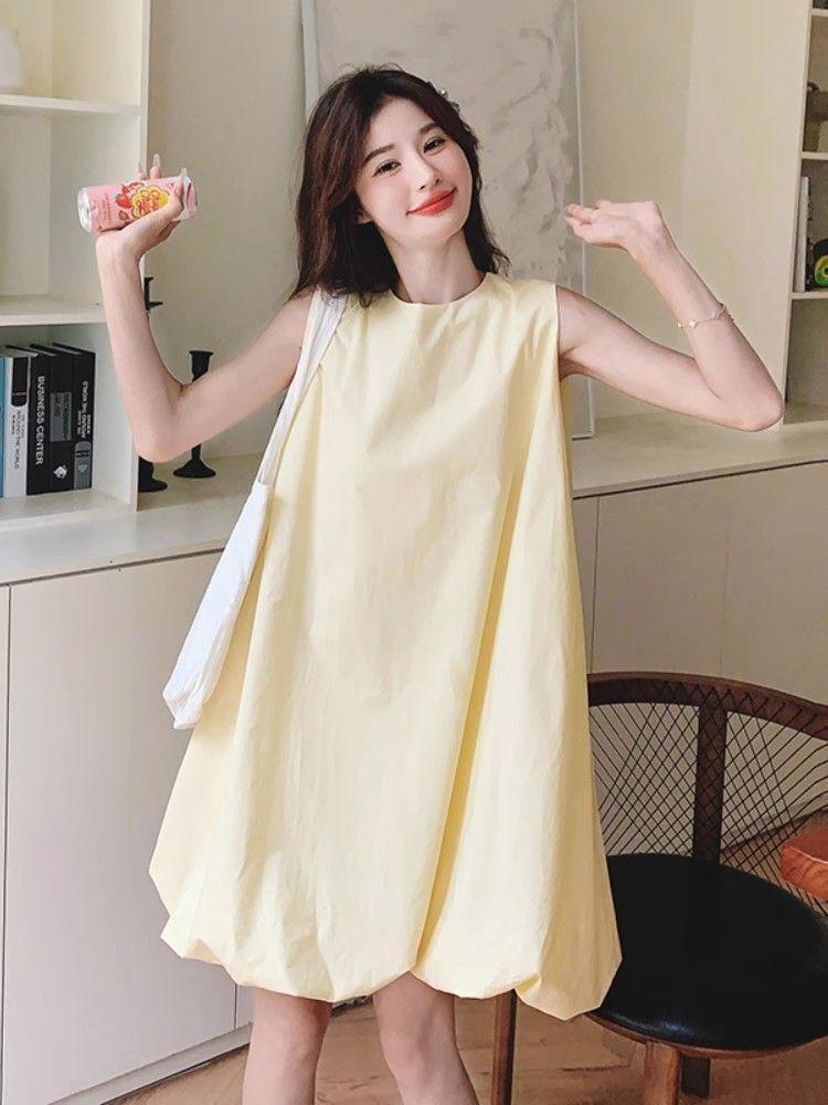 

French small man foreign style age-reducing yellow dress children s summer new sleeveless vest bud short skirt S жёлтый
