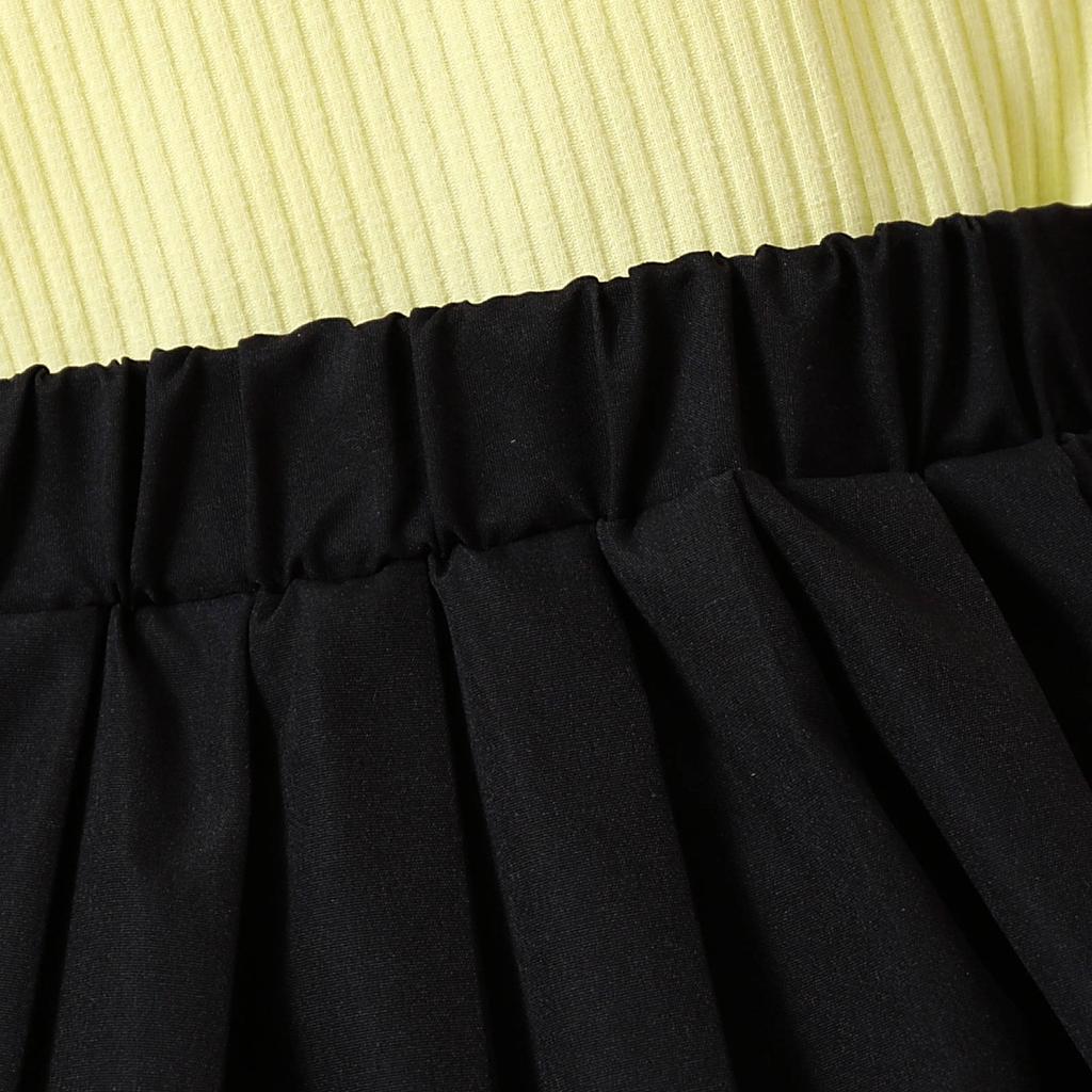 Girls Fashion Set Spring Summer Children's Casual Oblique Shoulder Strap Splicing Mesh Lace Short Sleeve Pleated Skirt Two Sets