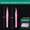 Bao Lian Anti-static Stainless Steel Tweezers - Bent Tip & Fine Pointed Tip for Precision Bird's Nest Hair & Blackhead Removal