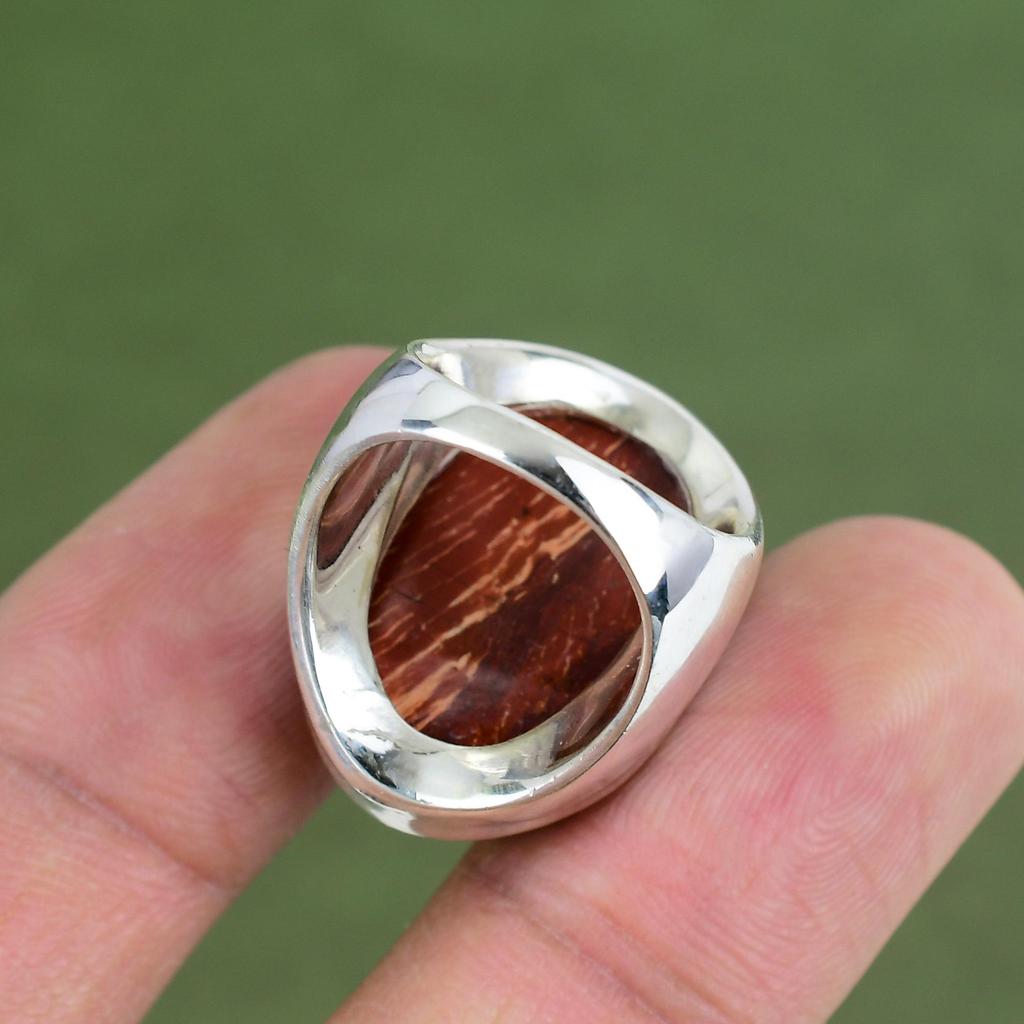 Roter Schlangenhaut-Jaspis Ring 925er Sterling Silber Ring Handgefertigter Ring Antiker Ring Edelstein Silberschmuck Verlobungsgeschenk Erhältlich in Ringgröße
