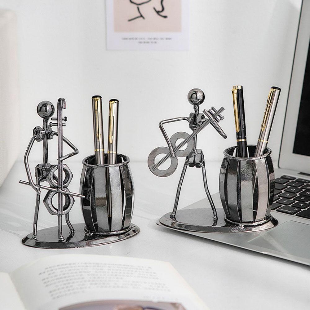 Tabletop Decoration Guitar Rocker Pen Holder Metal Band Pen Organizer Desktop Pen Holder  Home